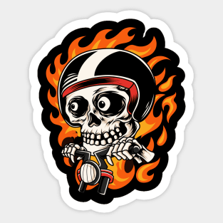 Skull head riding a bike Sticker